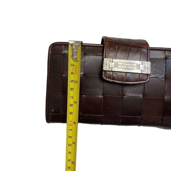 Brighton brown woven leather clutch bag wristlet